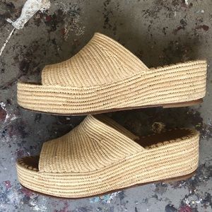 Carrie Forbes Raffia wedge mules 38 2" heel slide
